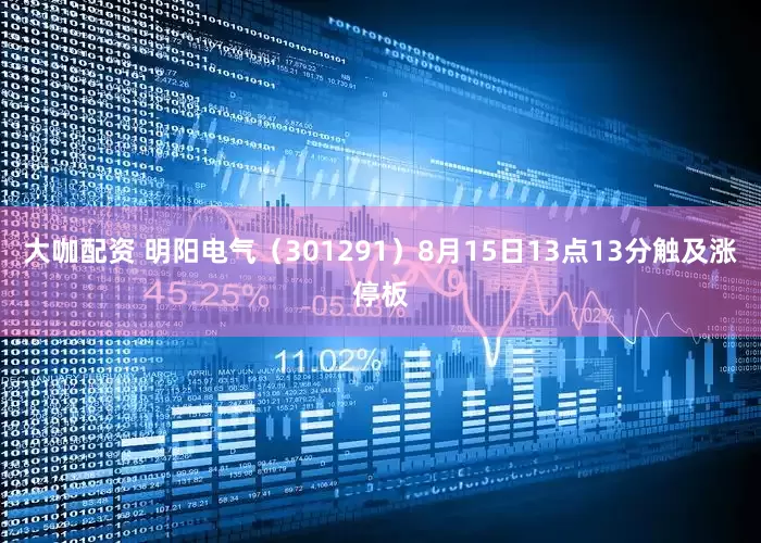 大咖配资 明阳电气（301291）8月15日13点13分触及涨停板